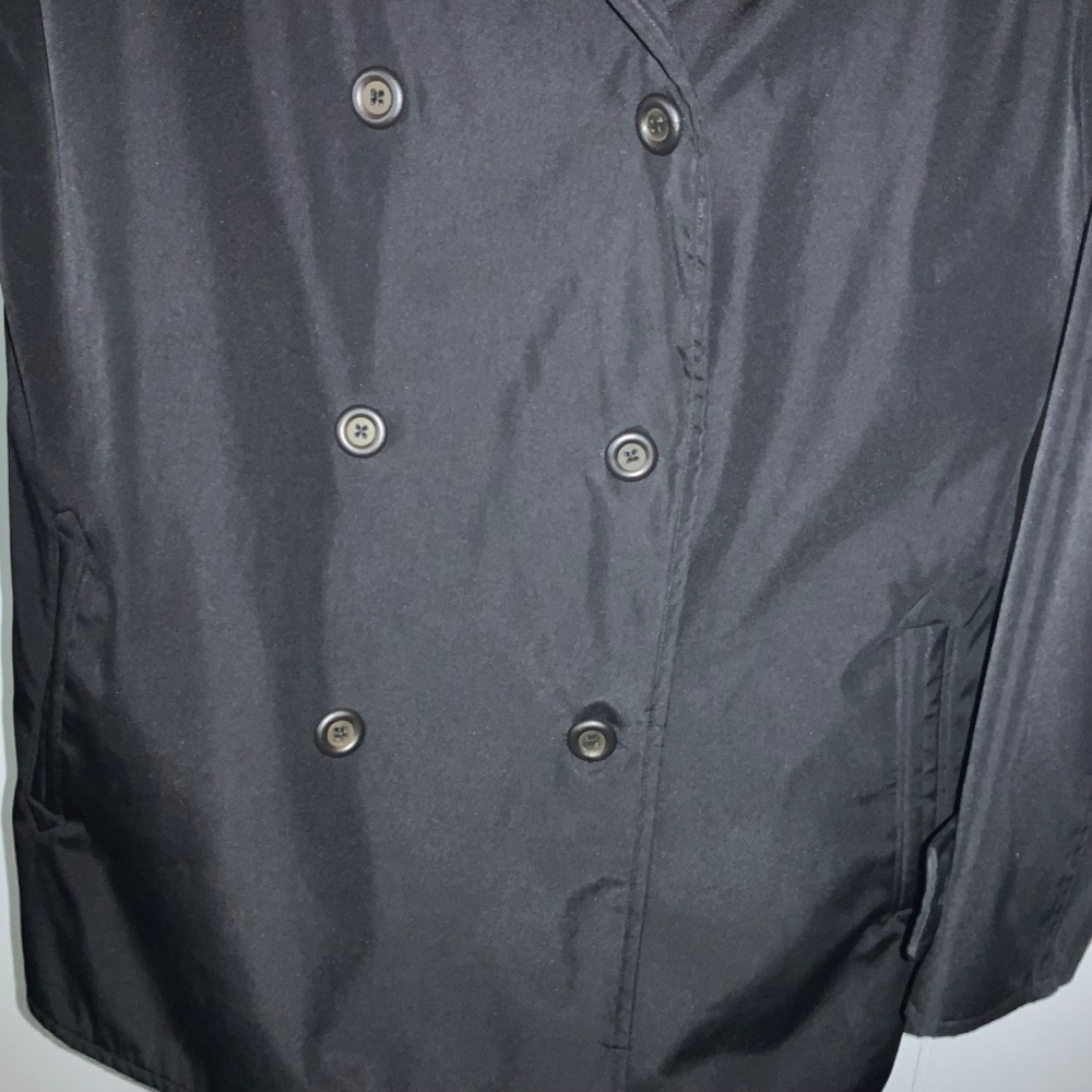 Gap black double breasted trench coat Sz M Lined water resistant Y2K - Picture 2 of 5